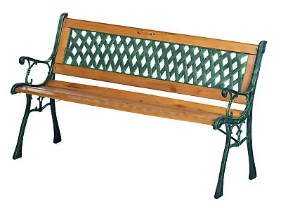 £64.59 • Buy Wooden Garden Bench Cast Iron Frame Outdoor Couch Patio 3 Seater Classic Design