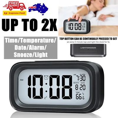 LED Digital Bedside Clock Desk Table Snooze Alarm Time Temperature Date Display • $10.99