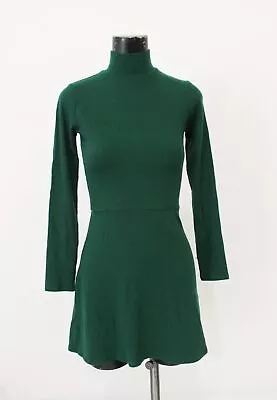 Reformation Women's Maya Knit Mock Neck Mini Dress LV5 Emerald Green Small • $59.99