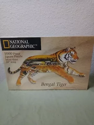 Puzzle 1000 Piece Factory Sealed National Geographic Tiger Shape Mosaic 39  Long • $8.90