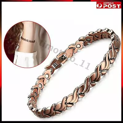 Women Pure Copper Magnetic Solid Therapy Bracelet For Arthritis Wristband Bangle • $18.99