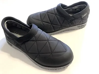 L.L. Bean Womens Shoes Size 8 M Black Quilted Primaloft Slippers Fleece Lined • $28.95