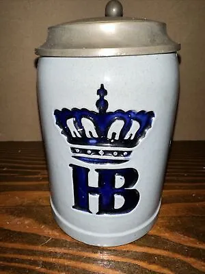 Hofbrauhaus Munchen 0.5L Lidded Beer Stein HB Crown German Stoneware Tankard • $7.99