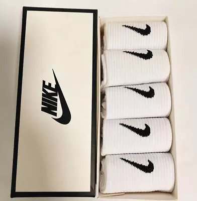 Nike Socks 5 Pairs Pack Men Women Sports Socks Cotton Casual Mid-Tube Socks UK • £14.99