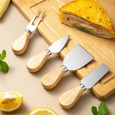 4x Wooden Handle Cheese Knife Collection Cheese Knife Set Cheese Cutter UK STOCK • £9.11