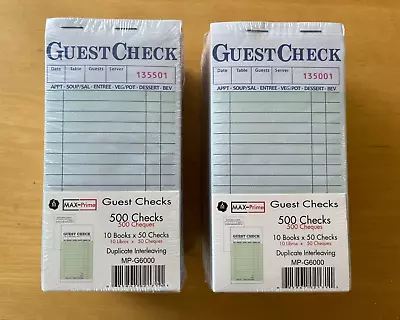 2 Guest Check Books Packages Of 10 Book Pack 50 Two-Part Carbon Checks Per Book • $25.99