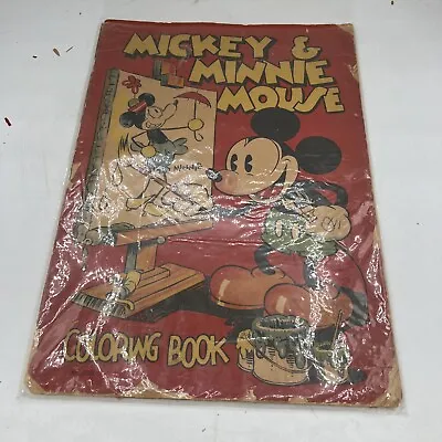 Vintage Antique Mickey And Minnie Mouse Coloring Book In Sleeve • $16