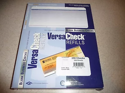 VERSACHECK BLANK BUSINESS CHECK REFILLS-FORM 1000-B-250 Sheets Blue-FREE SHIP • $25.99