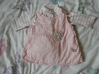Zip Zap 2 Piece Outfit Pink Dress & Striped Top Bunny Theme Newborn • £3.99