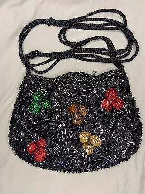 Vintage Beaded Floral Crossbody Purse • $5