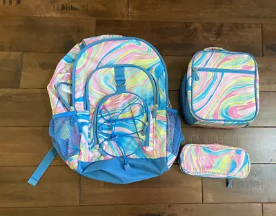Pottery Barn Teen Watercolor Tie-Dye Backpack Lunch Box And Pencil Pouch • $35
