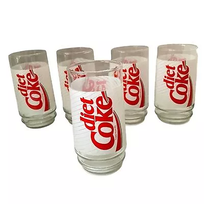 Vintage Coca-Cola Diet Coke Drinking Glass Cup Set Of 5 Collectible • $91.05