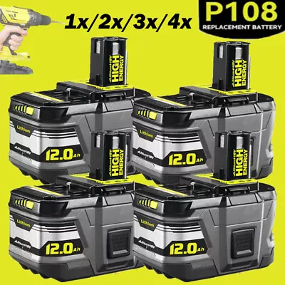 1~4x 18V 12.0Ah 6/9Ah Lithium Battery For RYOBI P108 ONE+ PLUS P107 P102 RB18L25 • $268.99