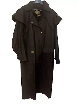 Down UndeAustralian Oilskin  Duster Western Trench Coat Waxed Lined 2XL • $95