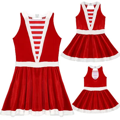 Womens Christmas Contrast Dress Nightgown Santa Velvet Holiday Nightwear Party • $13.71