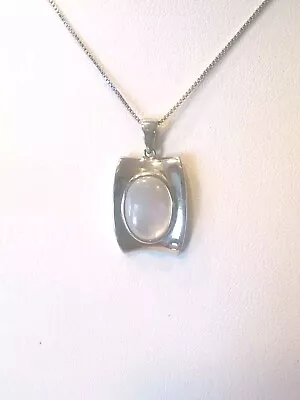 925 Sterling Silver & Mother Of Pearl Pendant Necklace 18  925 Box Chain • $15.99