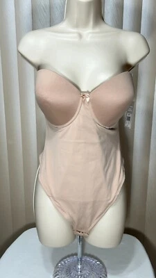 $18.99 • Buy Va Bien Strapless Underwire Thong Bodysuit 36D Light Control Slimming Nude 1509