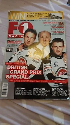 F1 Racing Magazine August 2004 (Jenson Button/Anthony Davidson/BAR Front Cover • £2