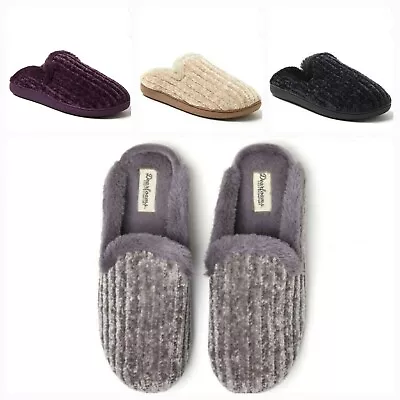 Dearfoams Women's Pick Gel Infused Slip-on Memory Foam Rib Knit Slippers: S-XL • $17.99