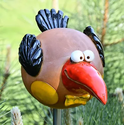 Ceramic Garden Ball Decoration Statue Animal Bird H14cm Midene Handmade • £62.28