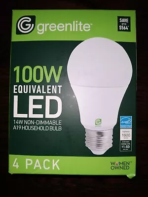 4-Pack Greenlite 14W LED (100W Equivalent) 3000K Bright Lightbulbs! 1600 LUMENS! • $13.97