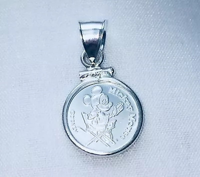 1/20 Mickey Mouse Silver Round Coin Bezel Sterling Silver Coin Edge Pendant  • $22.95