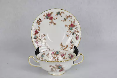 Minton Ancestral Footed Cream Soup & Saucer Set Ear Style Handle  (JW10706WH) • $15