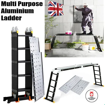 14 IN 1 5.7M Multi-function Folding Aluminum Ladder Home Lift Engineering Ladder • £155.97