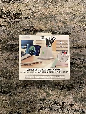 Premier Qi WIRELESS CHARGING STAND With DUAL USB CHARGER & DESK ORGANIZER (5W) • $11.95