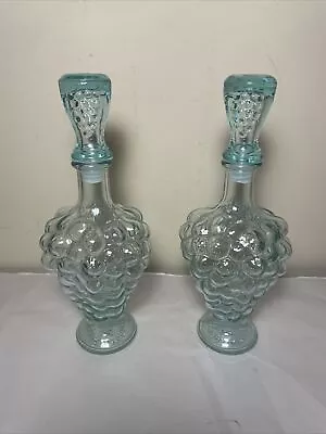 Pair Vetreria Etrusca Glass Mod Dep Decanters Grape Design 500ml Made In Italy • $35