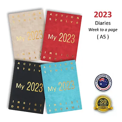 $14.95 • Buy 2023 Diary A5 Week To Page Soft Leather Feel Cover Journal Planner New Year Gift