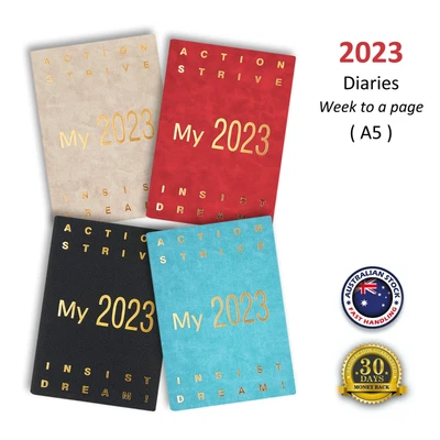 $14.95 • Buy 2023 Diary A5 Week To Page Soft Leather Feel Cover Journal Planner New Year Gift