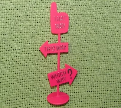 Upsy Downsy Pink Road Sign Replacement Vintage Mattel 1969 This Way Which Way • $18.75