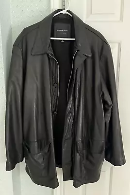 Andrew Marc New York Men's Vintage Long Black Leather Coat - Size XL • $125