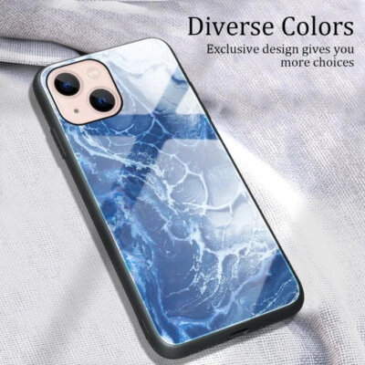 $7.03 • Buy For IPhone 13 12 Pro Max 11 XR X 7 8 Plus Marble Tempered Glass Phone Case Cover