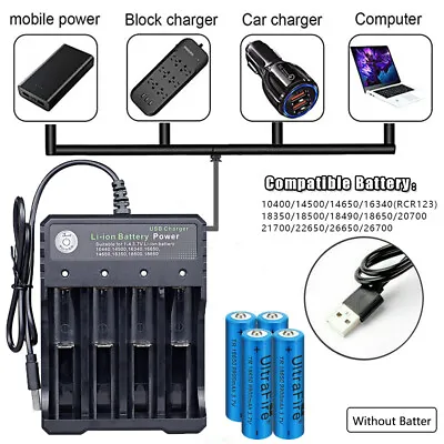 Battery Charger 2/4Slot USB Charger 4X Li-ion Battery 9900mAh 3.7 V Rechargeable • £9.19