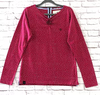 £9.95 • Buy LIGHTHOUSE Womens T-Shirt Top Sz 12 - Red Polka Dot/V-Neck Button Long Sleeve