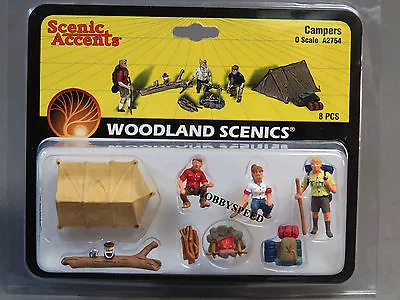 WOODLAND SCENICS CAMPERS O GAUGE FIGURES Train Tent Fire Sleeping Bags WDS2754 • $21.94