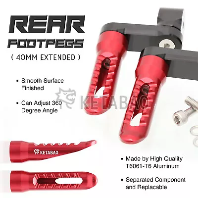Red 40mm Extended Rear Foot Pegs BOB For Vmax 1700 09 10 11 12 13 14 15 16 17 • $56.41