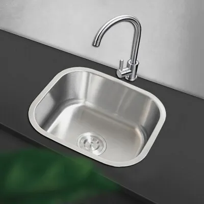 Small Single Bowl Square Stainless Steel Kitchen Sink Undermount Basin Waste Kit • £37.95