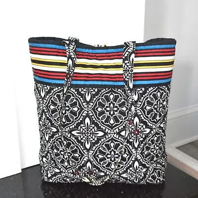 VERA BRADLEY - Black & White Color Banded Barcelona Tote Bag • $24