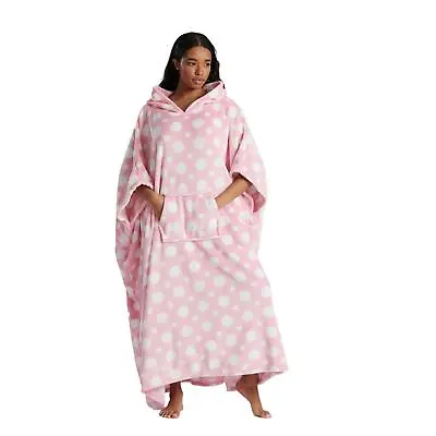 Ladies/Womens Long Fleece Hooded Poncho Lounger Dressing Gown/Robe • £22.95