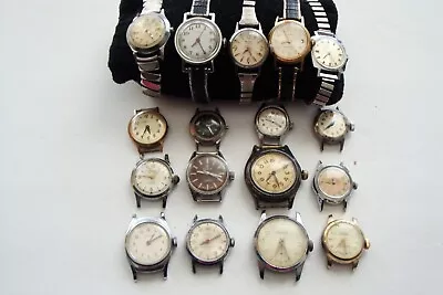 Vintage Watch Lot Of Manual Watches Elgintimexwylerbenrusrepair/parts • $44.48