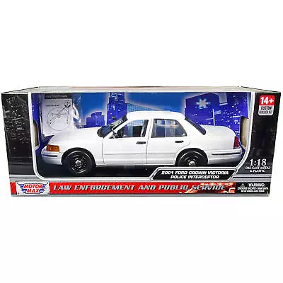 Motormax 1/18 Scale Model Police Car Kit 2001 Ford Crown Victoria Unmarked White • $68.29