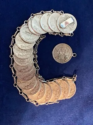 Mexico Estado Unidos 20 Centavos Silver Coin Bracelet Needs Repair Sold As Is • $295