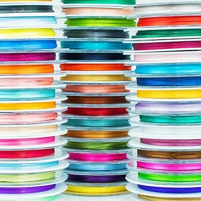 Luxury 3mm Double Face Satin Thin Ribbon Craft Cut Per 1 Metre 50+ COLOURS • £1.68