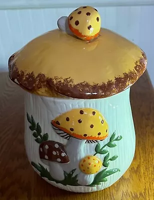 Vintage Laurentian Pottery Ceramic Cookie Jar MERRY MUSHROOM C.1970s • $24.99