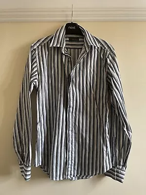 Zara Mens Slim Fit S Shirt White And Black Striped Long Sleeves • £10