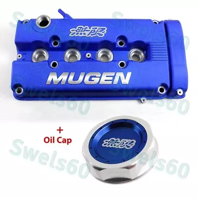 Blue MUGEN Racing Rocker Valve Cover W/ Oil Cap For Honda Civic B16 B17 B18 VTEC • $120.28