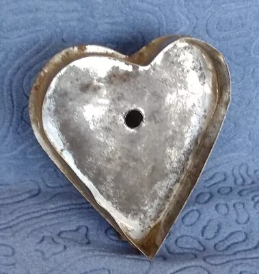 Antique Tin Flatback Heart Cookie Cutter Farmhouse Primitive Soldered Valentine • $12